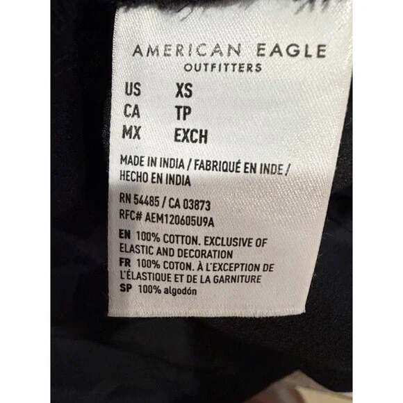 American Eagle Puff-Sleeve Cotton Black Swing Mini Dress Size XS - Picture 7 of 8